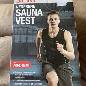 SPRI men's Neoprene Sauna Vest Black Full Zip Design Size Medium New